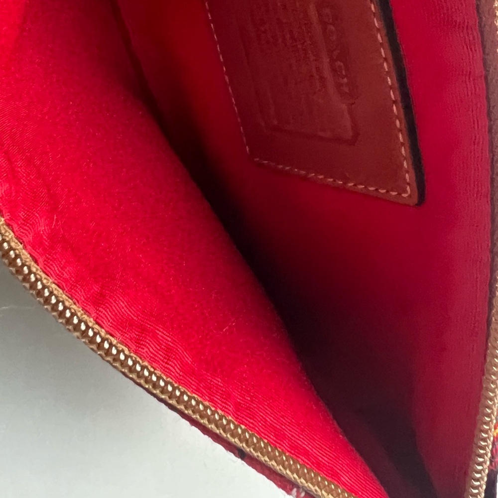 Vintage Coach Red Green Blue Tartan Plaid Large Wristlet / Cluth no strap - Picture 6 of 7